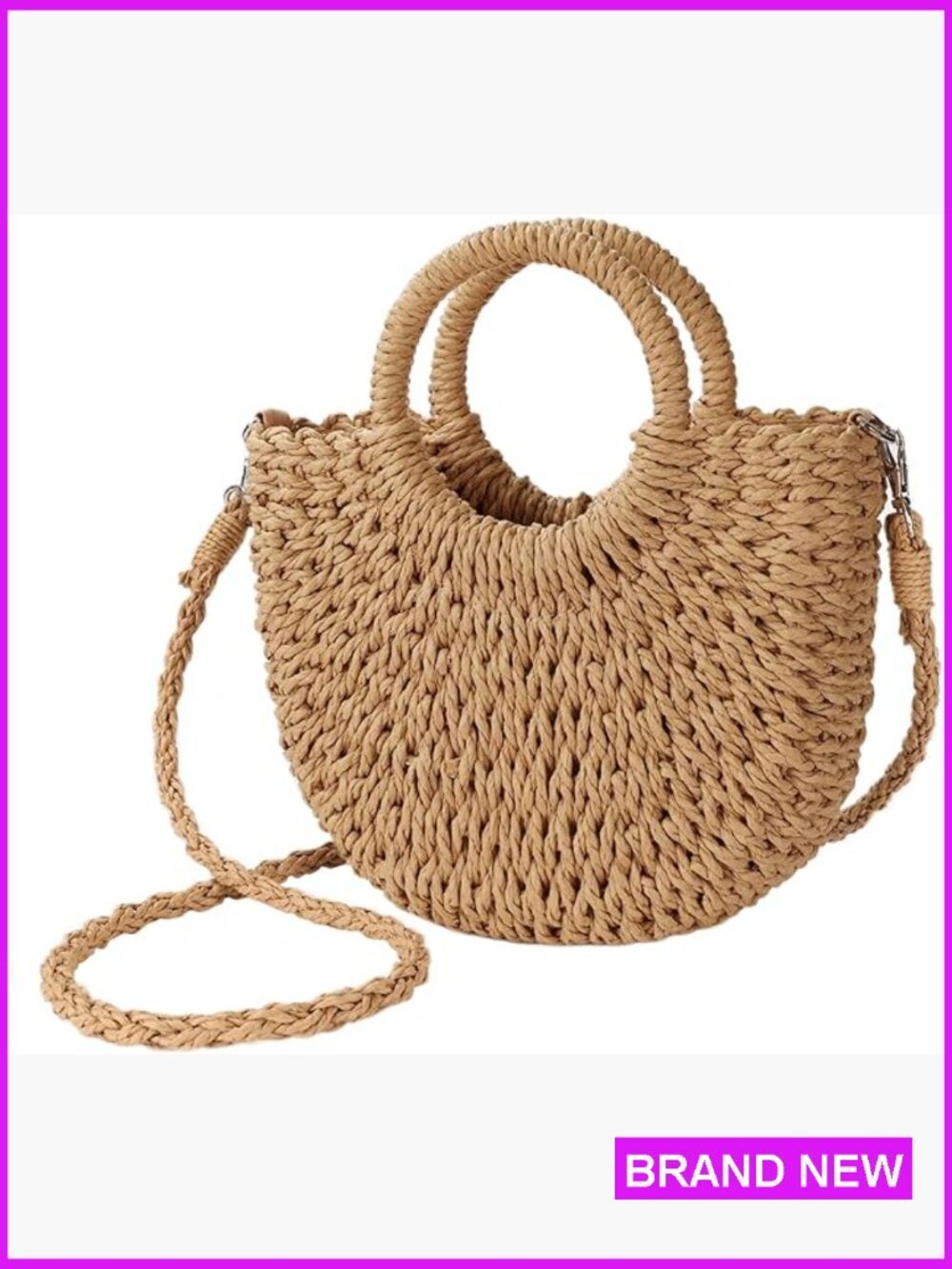 Straw Beach Bag Woven Crossbody Shoulder Satchel Handbag Summer Purse